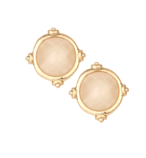 Faceted Gemstone Stud Earring (Cream)