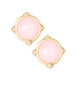 Faceted Gemstone Stud Earring (Pink)