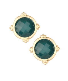 Faceted Gemstone Stud Earring (Teal)