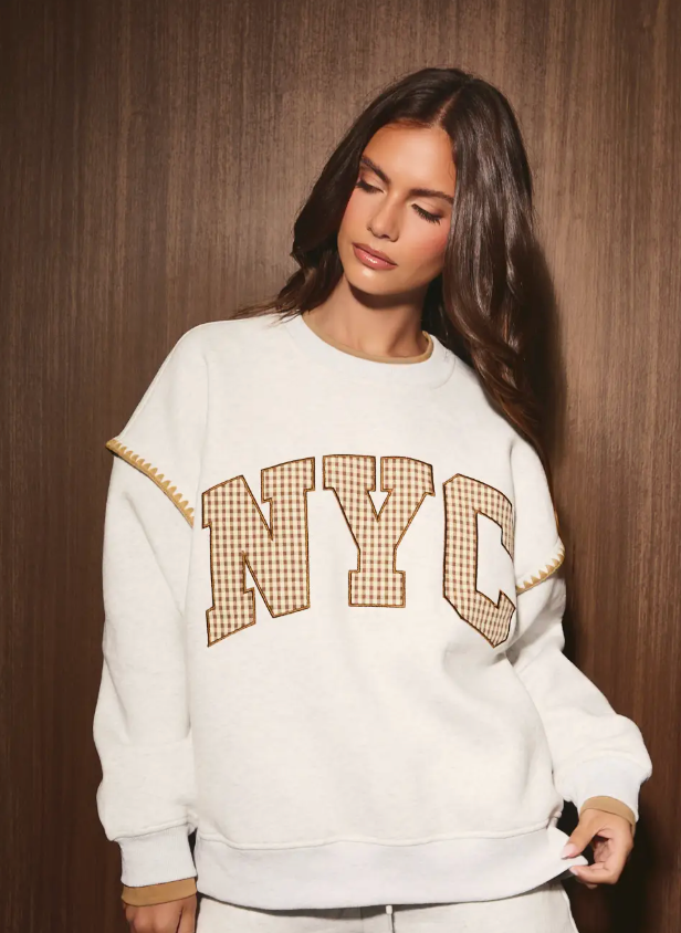 NYC Gingham Graphic Sweatshirt