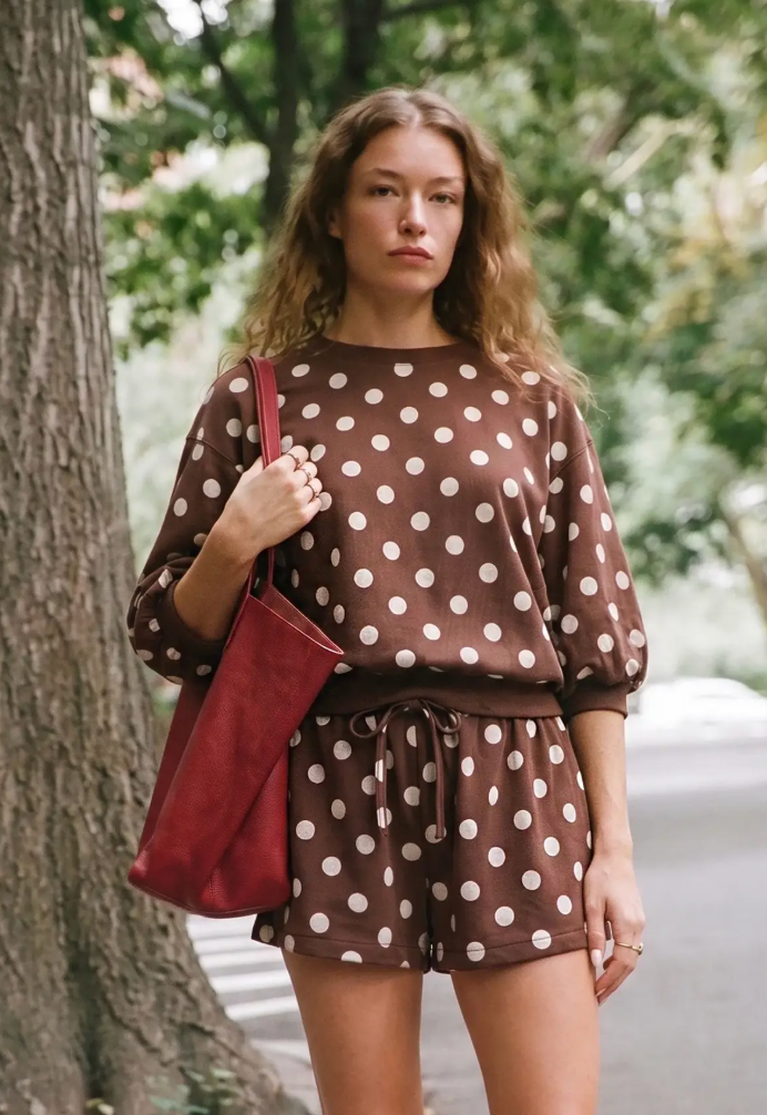 Ember - Polka Dot Short Set (Brown)