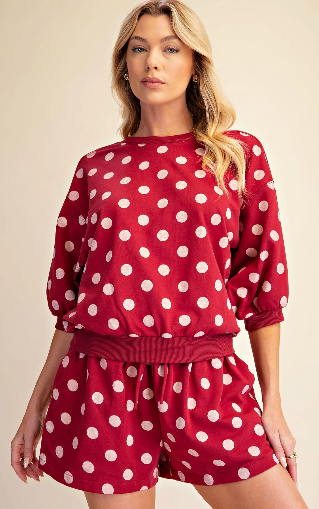 Ember - Polka Dot Short Set (Maroon)