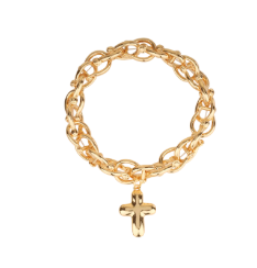 Gold Link Bracelet with Cross Charm
