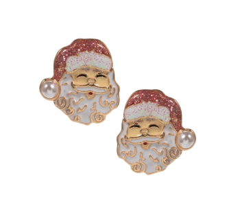 Santa Claus Stud Earrings - Pink