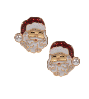 Santa Claus Stud Earrings - Red