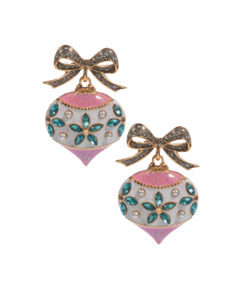 Ornament Dangle Earrings - Silver & Pink