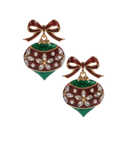 Ornament Dangle Earrings - Red & Green