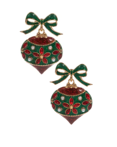 Ornament Dangle Earrings - Green & Red