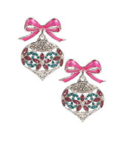 Christmas Ornament Earrings - Pink & Silver