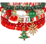 Beaded Christmas Charm Bracelet Set