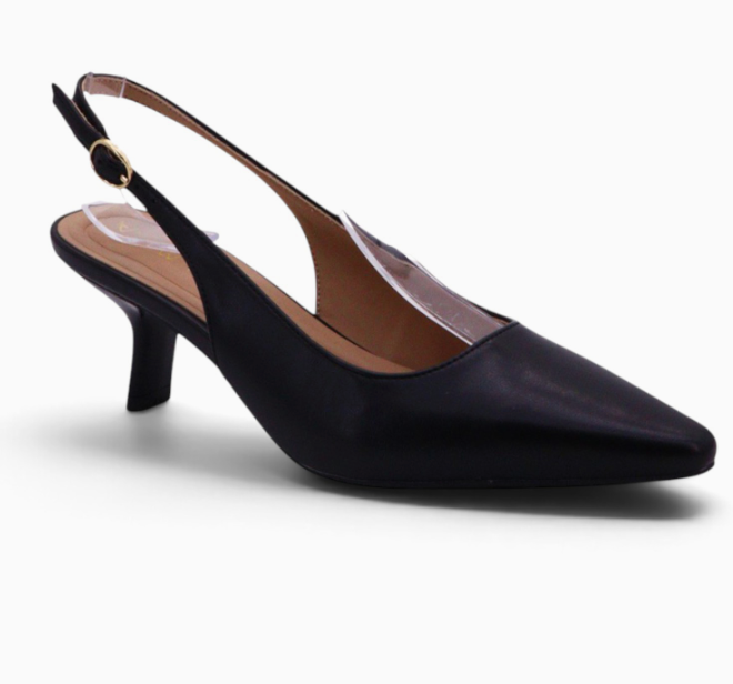 Marie - Sling Back Kitten Heel (Black)