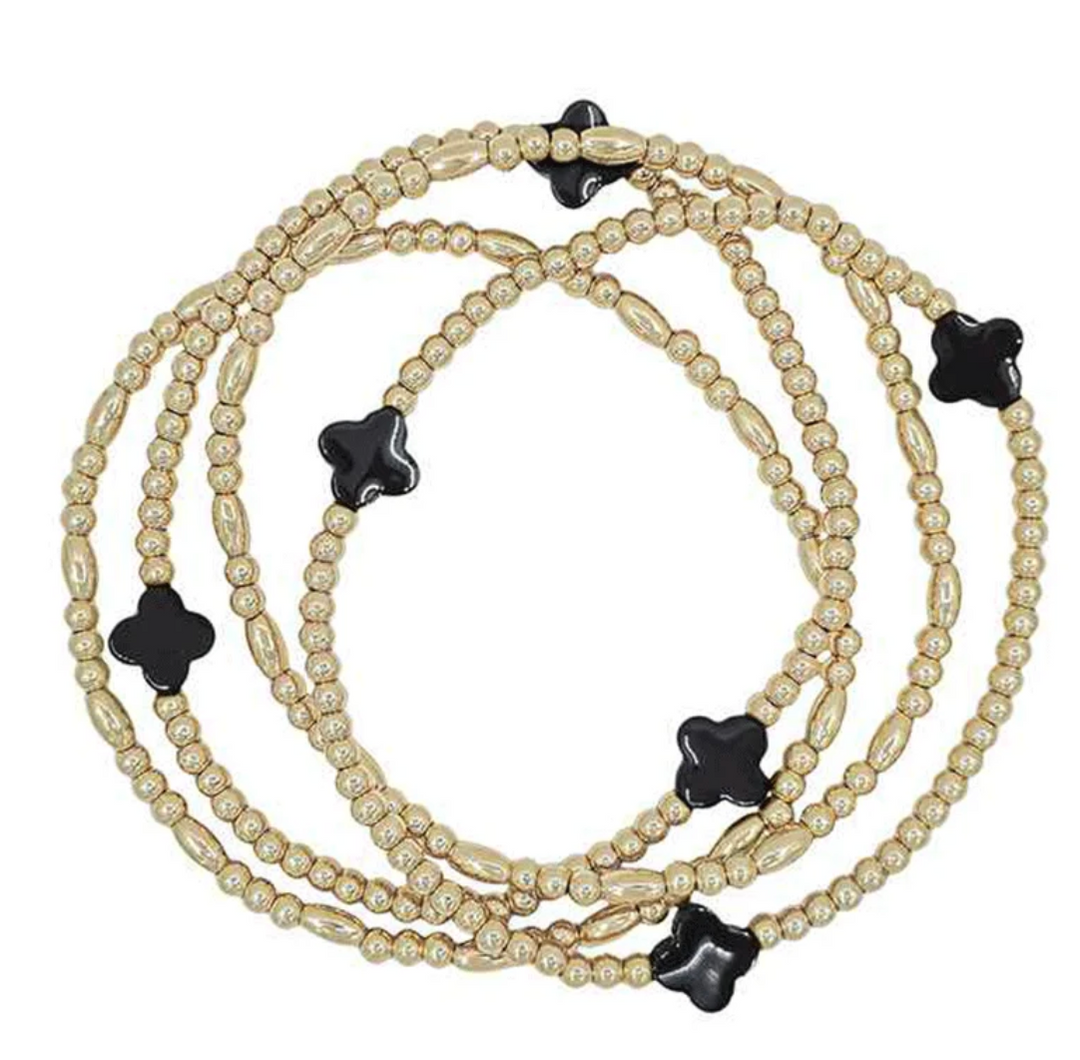 Clover Accent Beaded Bracelet Set of 4