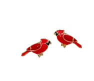 Cardinal Enamel Stud Earrings