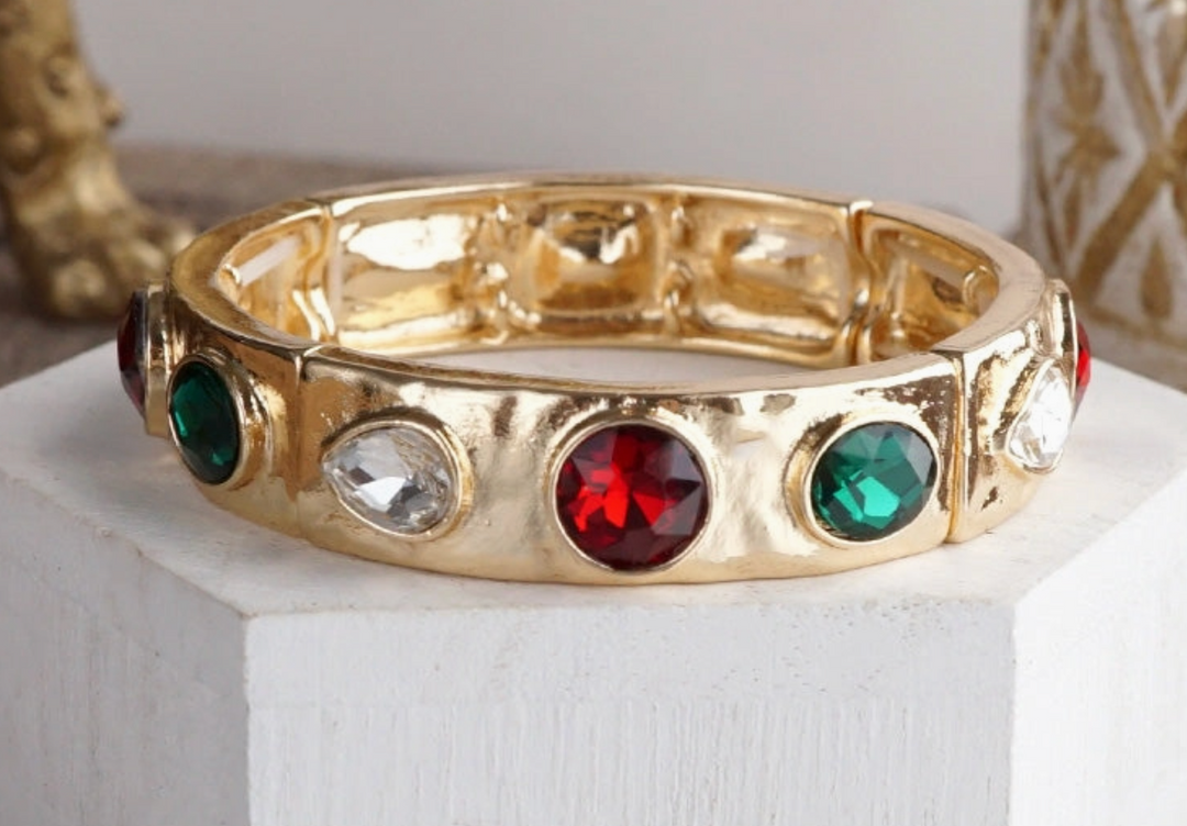 Christmas Rhinestone Stretch Bangle