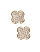 Evy - Gold Rhinestone Clover Stud Earrings