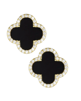 Madelyn - Black Clover Studs w/ Rhinestone