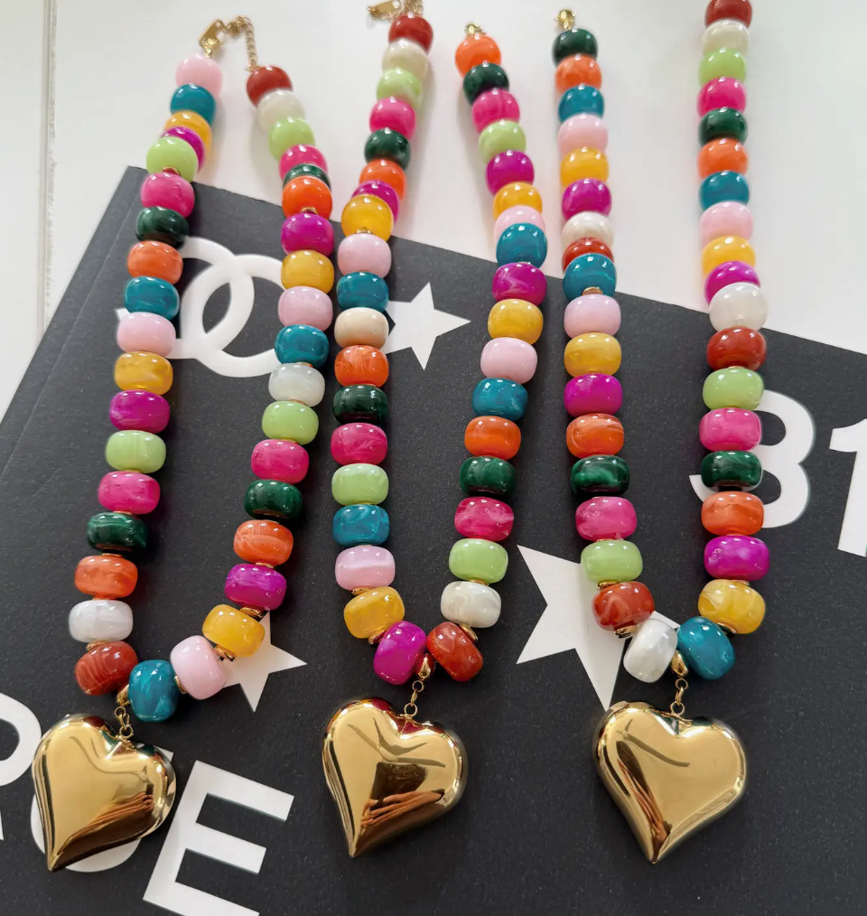 CHANSUTTPEARLS - Colorful Beaded Heart Necklace