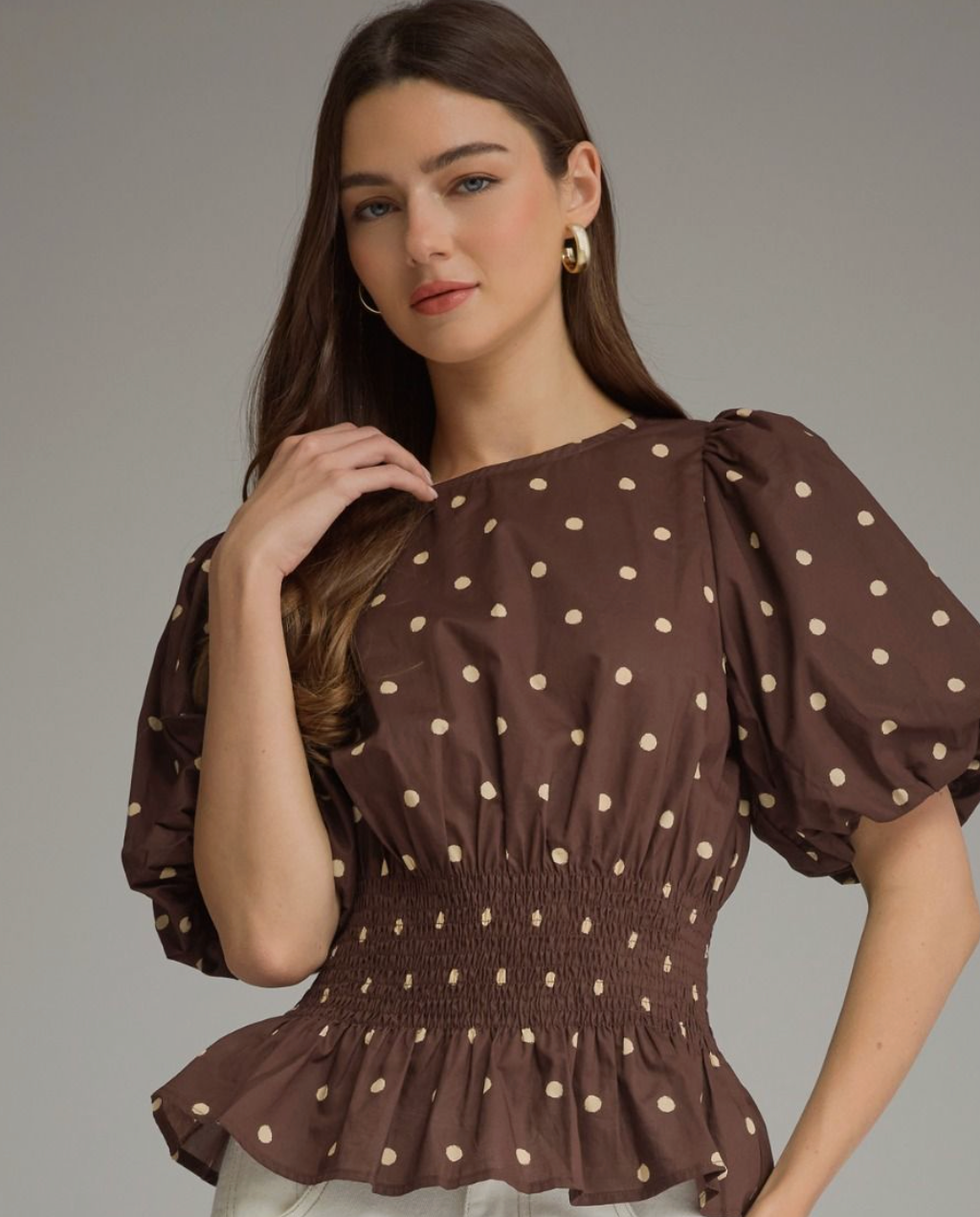 Becca - Polka Dot Blouse (Brown)