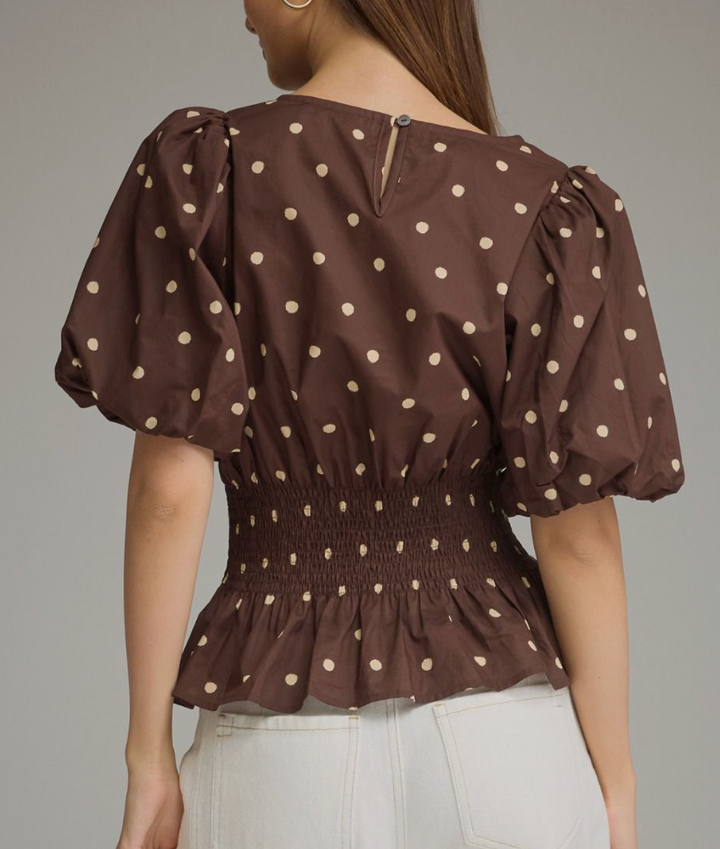 Becca - Polka Dot Blouse (Brown)