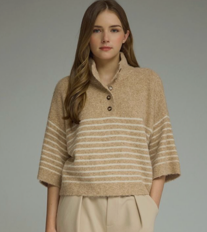 Mallory - Striped Sweater (Camel)