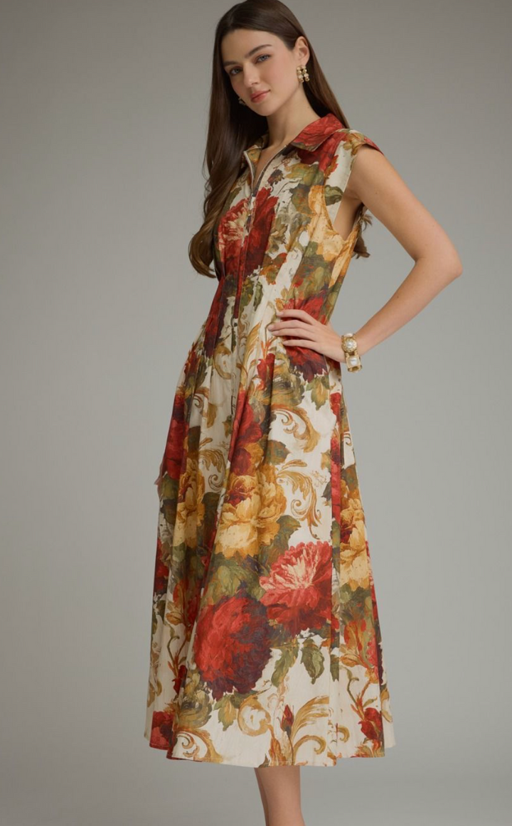 Aspen - Fall Floral Midi Dress