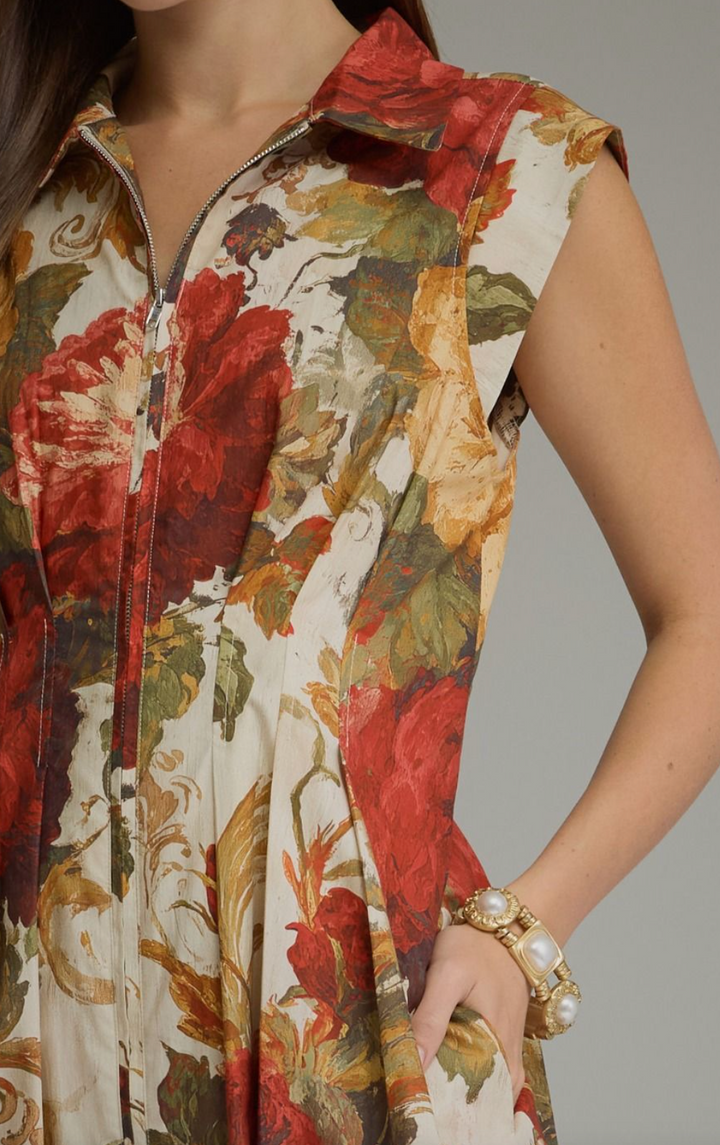 Aspen - Fall Floral Midi Dress