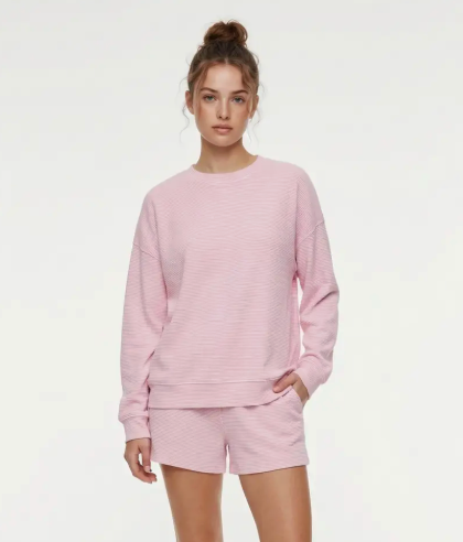 Haley - Brushed Long Sleeve Striped Set (Pink)
