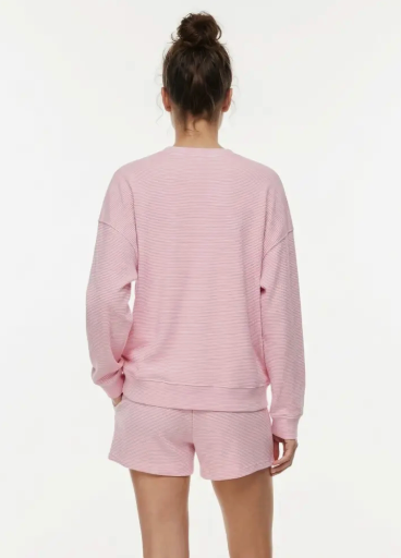 Haley - Brushed Long Sleeve Striped Set (Pink)