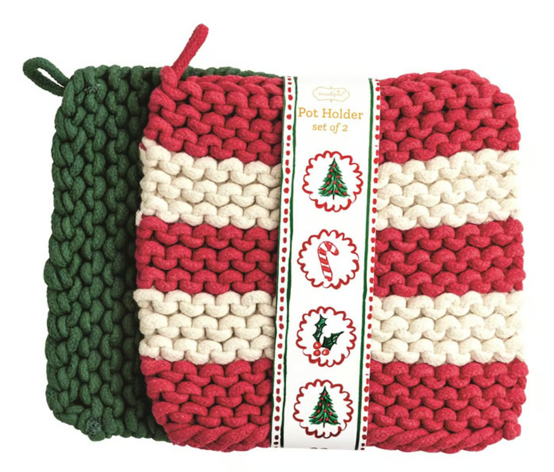 Striped Pot Holders Set of 2 (Red)