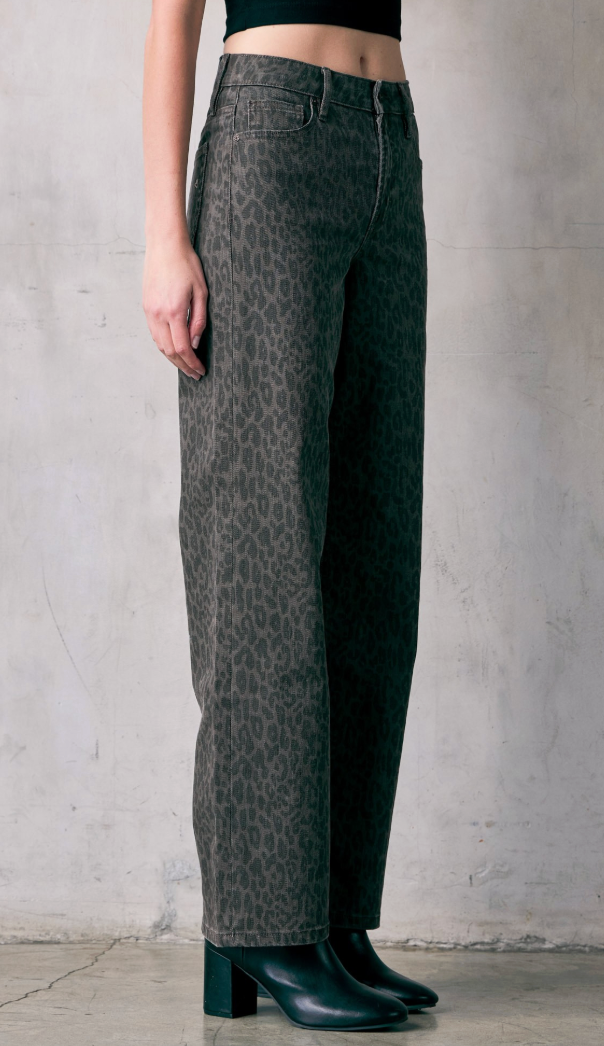 Kristin - Dark Brown Cheetah Jeans