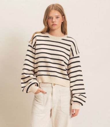 Black Friday Promotion - Striped Crew Neck Sweater