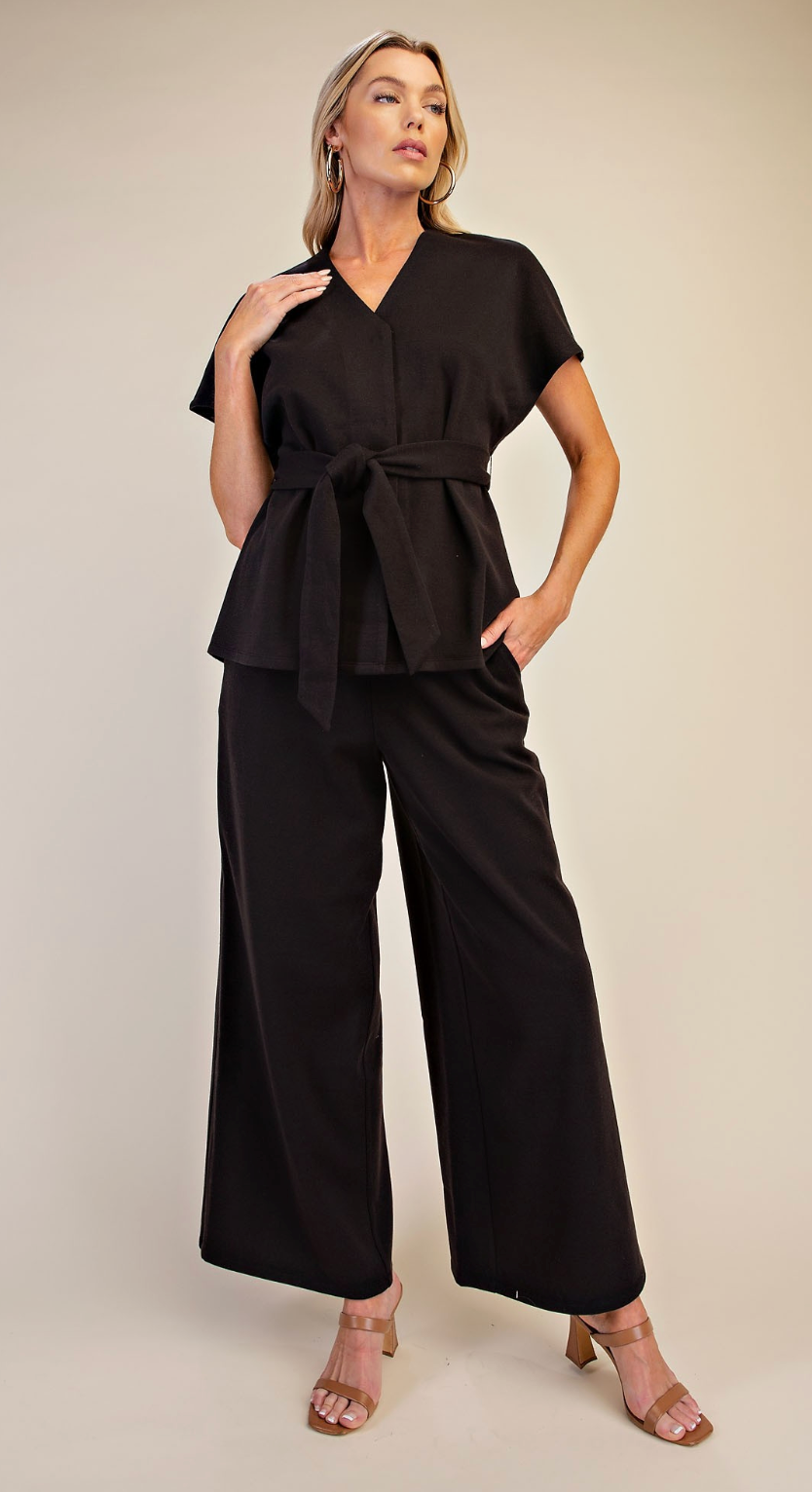 Patricia - Luxe Two Piece Pant Set (Black)