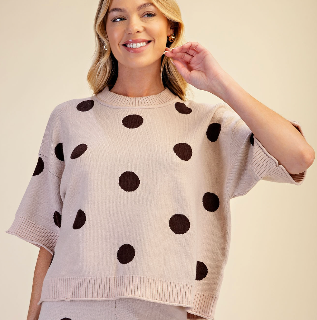 Blair - Polka Dot Sweater (Beige)