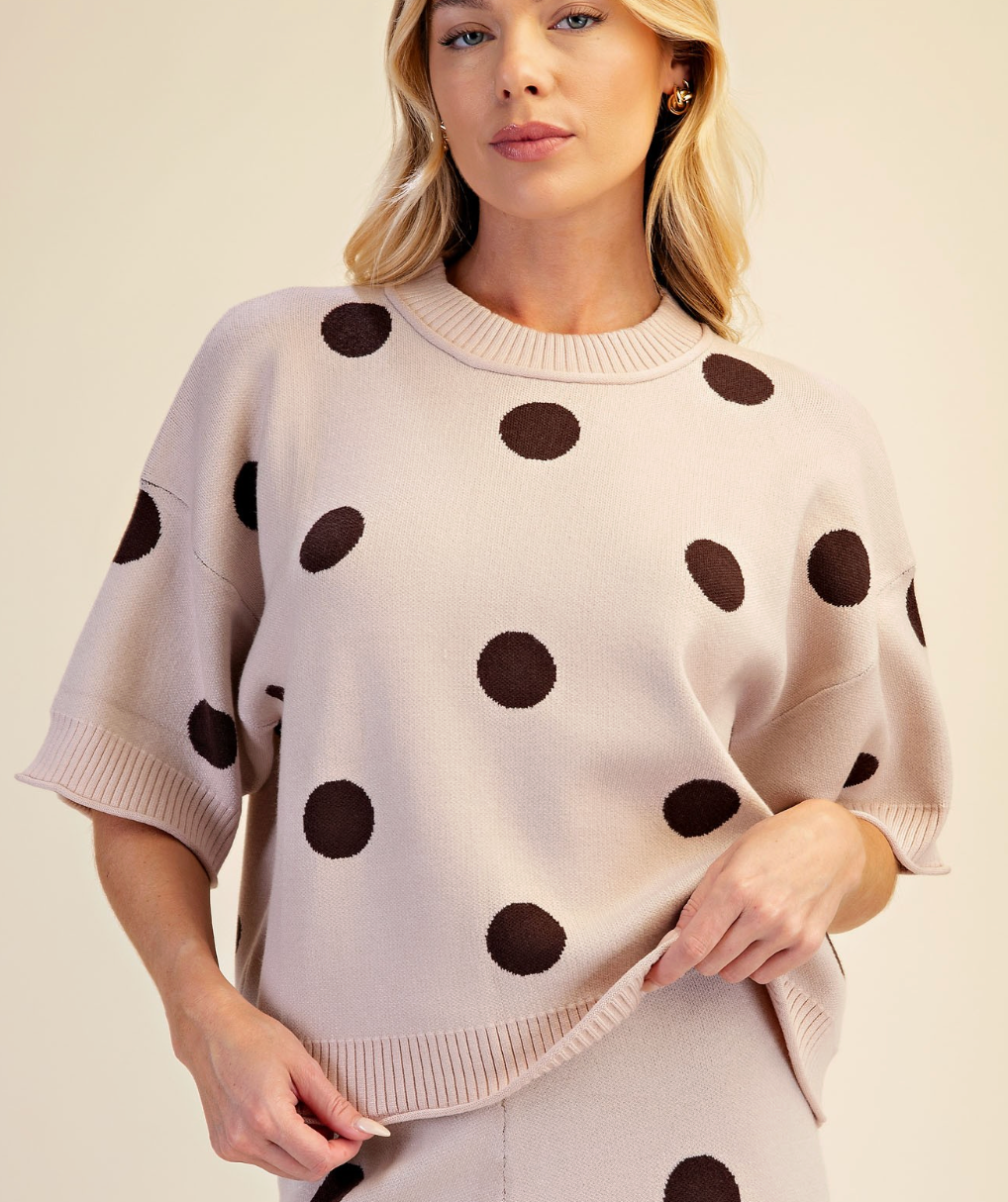 Blair - Polka Dot Sweater (Beige)