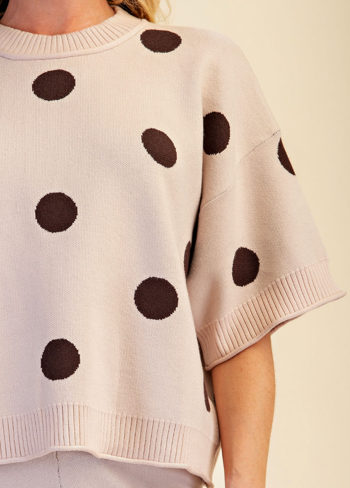 Blair - Polka Dot Sweater (Beige)