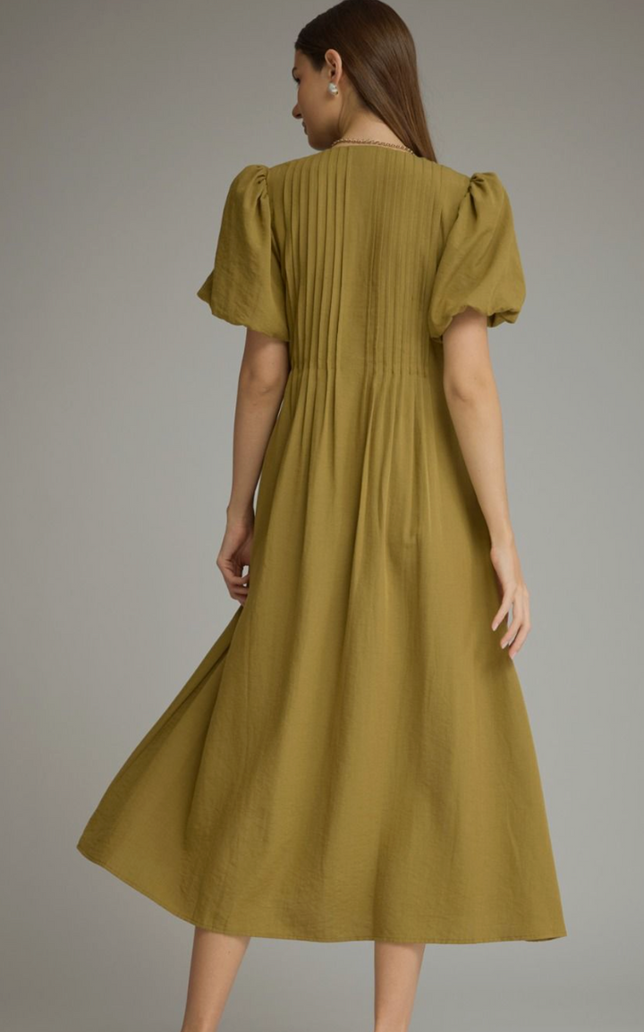 Nadia - Pleated Bodice Midi Dress