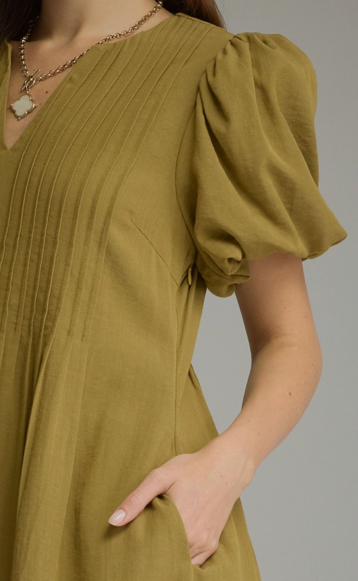 Nadia - Pleated Bodice Midi Dress