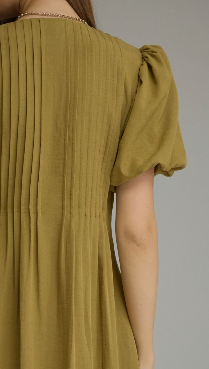 Nadia - Pleated Bodice Midi Dress