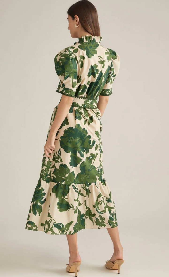 Juliette - Floral Puff Sleeve Midi Dress