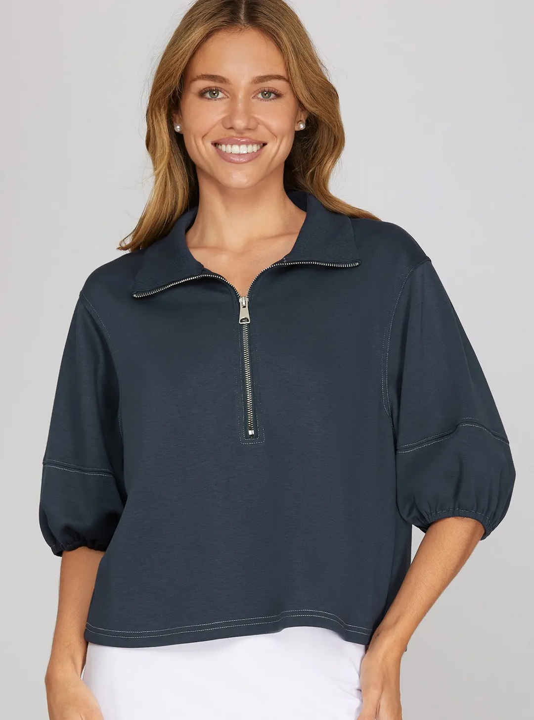 Lennon - Half Zip Knit Top