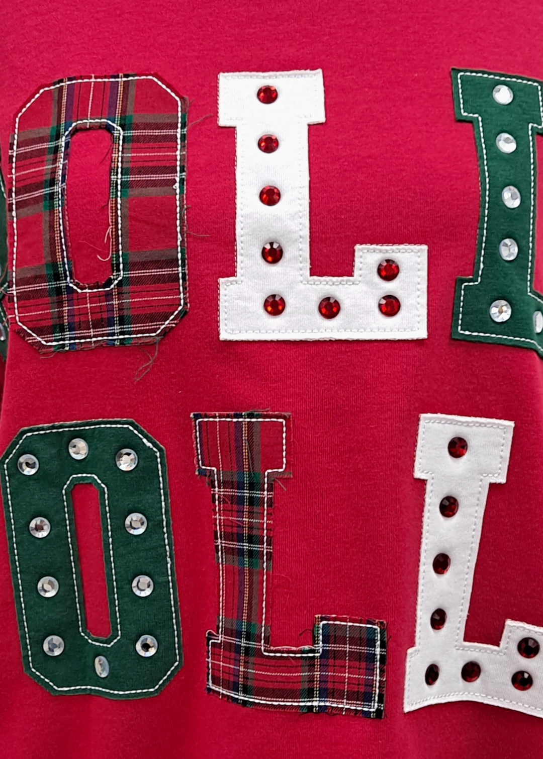 Holly Jolly Patchwork Graphic Holiday Sweatshirt