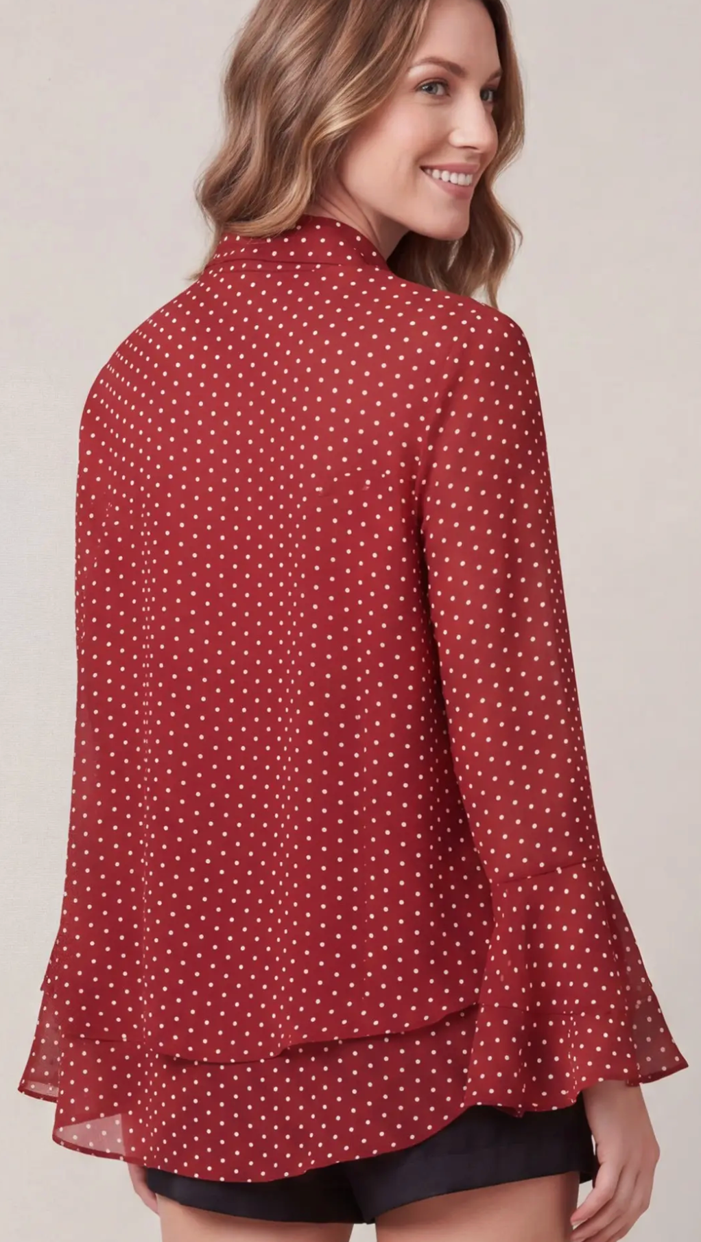 Etta - Bell Sleeve Polka Dot Blouse