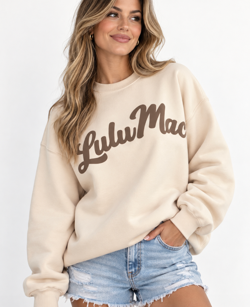 LULU MAC - Cream Sweatshirt Brown Script