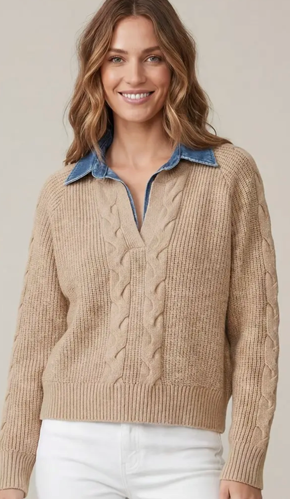 Cassidy - Cable Knit Collared Sweater