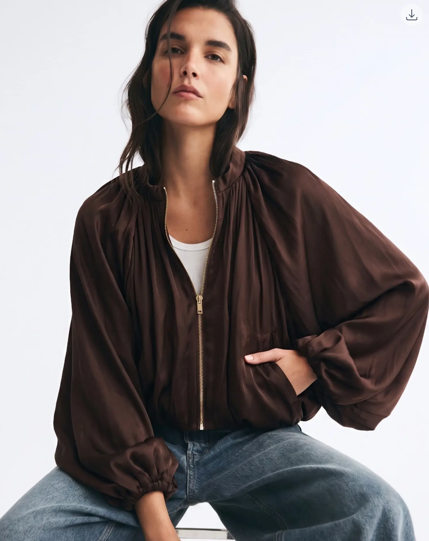 Juliette - Satin Balloon Bomber Jacket