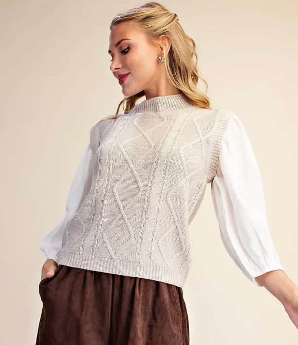 Alicia - Cable Knit Sweater/Shirt