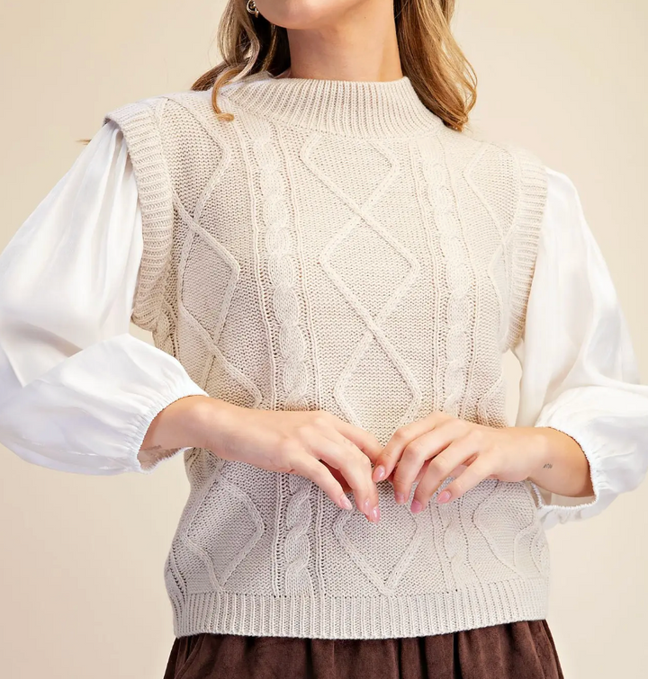 Alicia - Cable Knit Sweater/Shirt