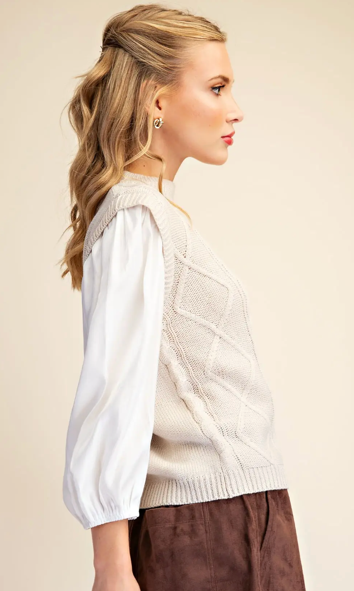Alicia - Cable Knit Sweater/Shirt