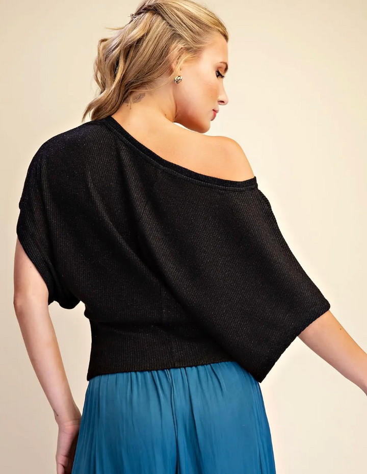 Cleo - Dolman Sleeve Knit Top (Black)