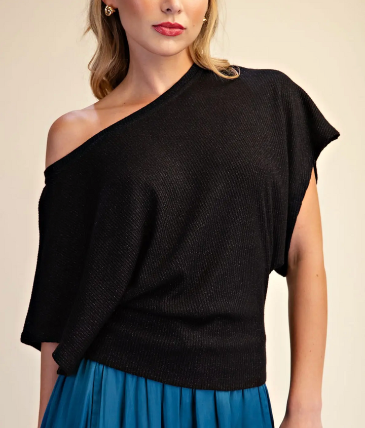 Cleo - Dolman Sleeve Knit Top (Black)